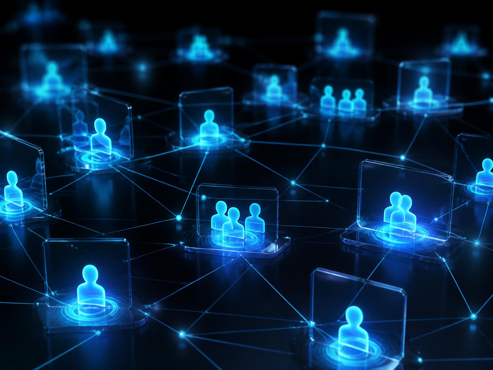 Abstract visualization of a connected professional talent network